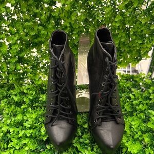 Black Lace-Up Ankle Boots